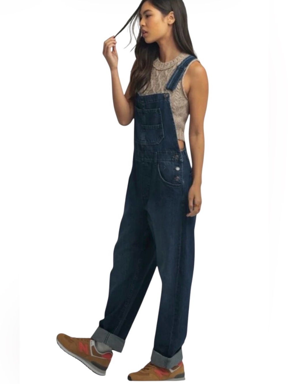 Free People We the Free Ziggy Dark Blue Wash Denim Overalls Size XL - Picture 1 of 7
